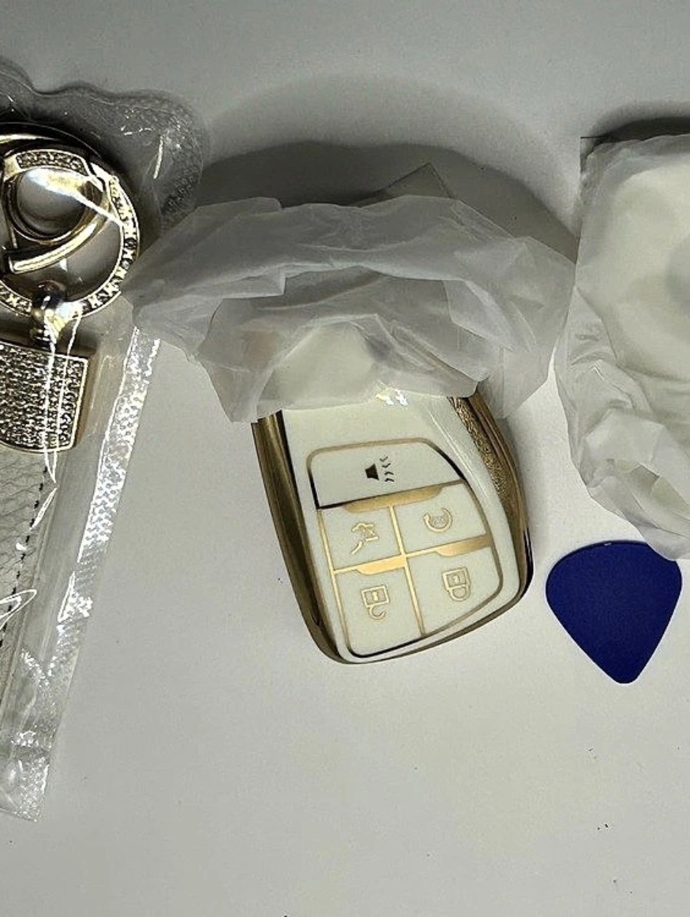White & Gold Key Fob Cover